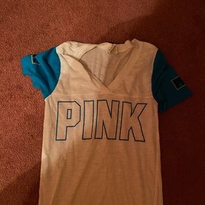 Victoria’s Secret Pink baseball style t shirt.